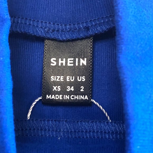 NWT SHEIN SXY Women's Mock Neck Crisscross Crop Top Royal Blue - Picture 4 of 5